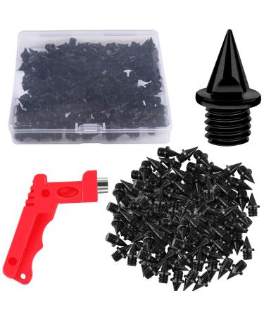 Julmelon 120 pieces 1/4 inch stainless steel spikes for athletics and cross-country skiing spikes golf shoe spikes with spike wrench replacement spikes for sprint sport short running shoes black