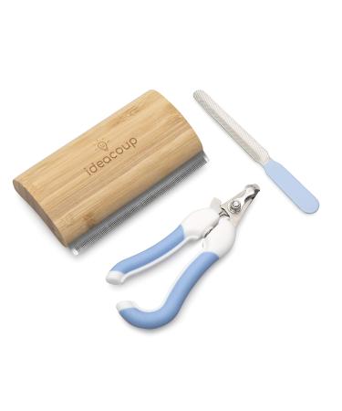 ideacoup Pet Grooming Tool - for Deshedding and Grooming Dogs Cats and Horses - for Shorter and Wire Haired Dogs - Complete with Pet Nail Clippers and Grooming Nail File
