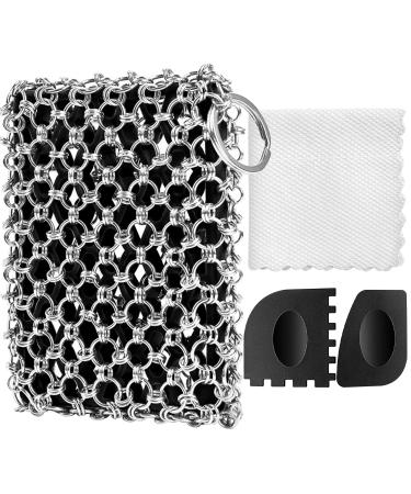 Dutch oven cleaning set - 4 packs of cast iron cleaner chain scrubber cast iron cleaner for cast iron pans with pan sucks grill scrap kitchen towel
