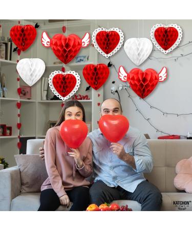 KatchOn Valentines Day Hanging Hearts - Pack of 9 | Valentine Honeycomb Hearts for Valentines Day Decorations | Red Paper Hearts for Valentine Hearts Decorations | Valentines Day Party Decorations - Buy Online on SooperMarket.com