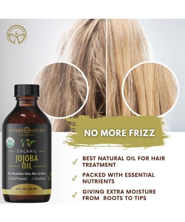 Mother Nature Jojoba Oil - USDA Certified Organic, 100% Pure, Cold Pressed & Unrefined, Hexane Free - Natural Moisturizer for Face, Hair & Skin - Non-GMO & Cruelty Free (4 Fl Oz) - Buy Online on SooperMarket.com