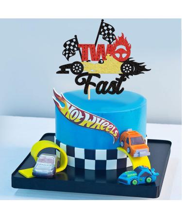 Cyodoos 1Pcs Two Fast Cake Topper Race Car Cake Decoration Racing Car Theme Race Car Theme 2nd Birthday Party Decoration Boy Girl Second Birthday Flag Sign Supplies - Buy Online on SooperMarket.com