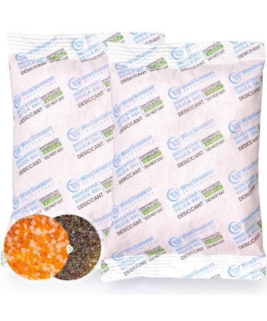 Wisesorb 2Pcs 500 Gram Desiccant Packs Indicating Silica Gel (Orange to Dark Green) Rechargeable Gun Safe Dehumidifier Moisture Absorbers for Storage Humidify Control 2 Packs
