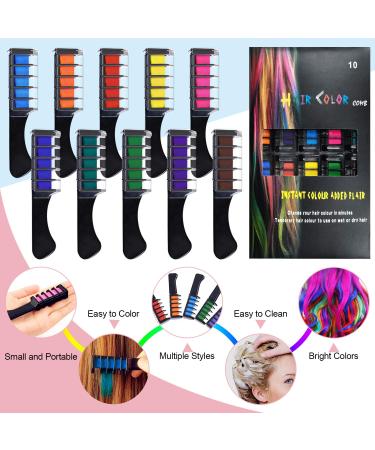 Kalolary Temporary Hair Chalk for Girl - 10 Washable Colors - Rainbow Hair Dye Comb for Birthday, Masquerade, Cosplay - DIY Decorate Gift - Buy Online on SooperMarket.com