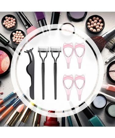 7-Piece Eyelash Mascara Tool Set for Women - Applicator, Lash Guard, Comb Separator, Curler, Tweezers - Black Pink - Buy Online on SooperMarket.com