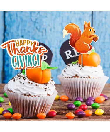 Whaline 72Pcs Thanksgiving Cupcake Topper 12 Designs Turkey Pumpkin Maple Leaf Gnome Cupcake Picks Cartoon Fall Food Picks with Sticks Glue Point for Autumn Thanksgiving Party Supplies Cake Decor - Buy Online on SooperMarket.com
