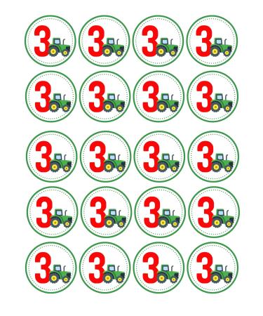 20 x EDIBLE Personalised Tractor 3rd birthday cupcake toppers wafer/icing uncut (wafer card)