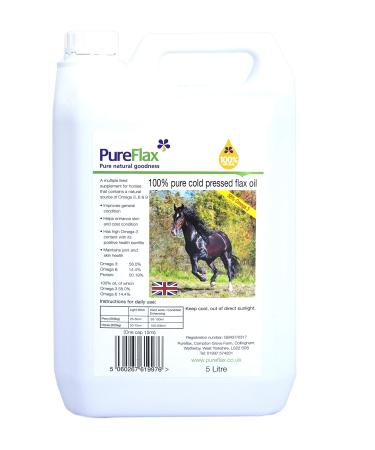 Pureflax - 100% Pure Cold Pressed Flax Oil for Horses x Size: 5 Lt