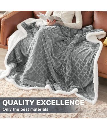 Inhand Sherpa Throw Blanket Twin Size 65x90 Grey - Cozy & Reversible Fleece Blanket for Couch Sofa Bed - Soft & Plush Lap Blanket - Buy Online on SooperMarket.com