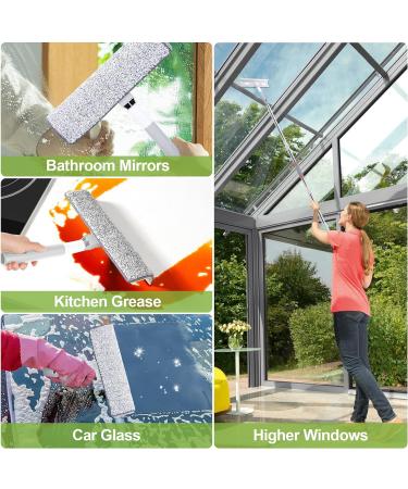 4-In-1 Window Cleaning Kit | 360 Rotation, Telescopic Pole, 4 Window Wipes & Duster | Indoor & Outdoor Use - Buy Online on SooperMarket.com