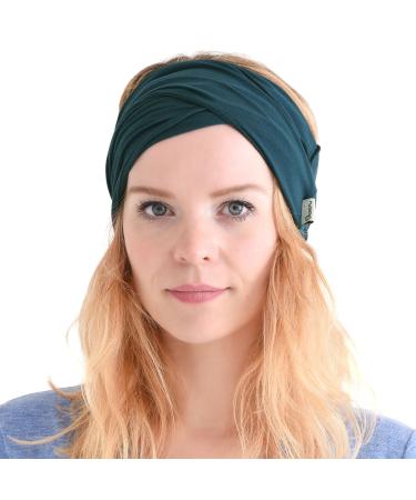 CHARM Mens Elastic Japanese Headband - Long Hair Bandana Womens Head Wrap Dreads B-Green