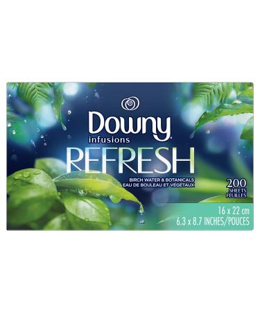 Downy Infusions Dryer Sheets Laundry Fabric Softener, Refresh, Birch Water & Botanicals, 200 Count 6.3x8.7 Inch (Pack of 200)