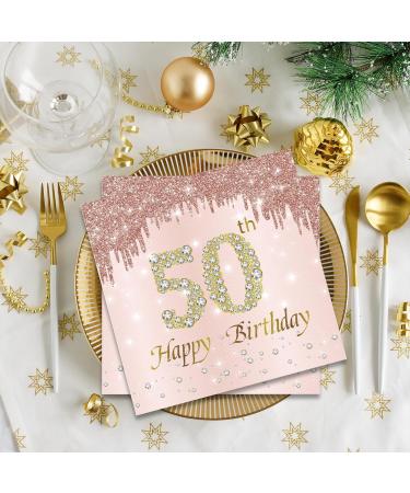 40 Pieces Pink Napkins for 50th Birthday Party - 33x33cm Paper Napkins for Men Women & Girls - Perfect Party Decoration - Buy Online on SooperMarket.com