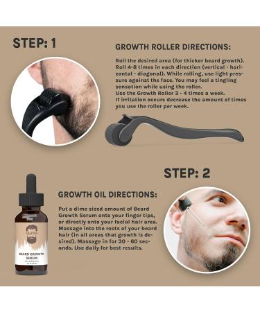 Beard Growth Kit - 30 Day Supply | Beard Growth Oil & Roller for Fuller Beards - Buy Online on SooperMarket.com