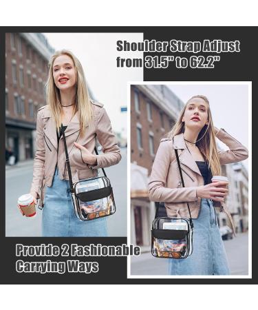Moko Station Approved Clear Crossbody Bag | Transparent Adjustable Shoulder Bag for Sports Games & Concerts - Black 25.5x10.5x5 cm - Buy Online on SooperMarket.com