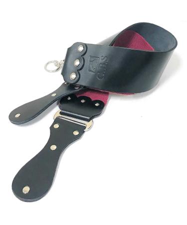 G.B.S Ultra Wide Straight Razor Strop Handmade Barber Leather Razor Strop for Sharpening Razor & Tools Dual Sharpening Strap in Black and Maroon with Fine Edges blade 3" x 26" for Men