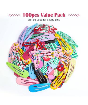 100Pcs Snap Hair Clips 2.76 Inch Metal Barrettes in Assorted Colors - Non-Slip Hair Accessories for Girls, Women, Kids, Teens - 100pcs Colorful Set - Buy Online on SooperMarket.com