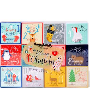 Thoughtfully Gourmet 12 Days of Christmas Hot Chocolate Gift Set - Festive Flavors Include Rocky Road, Cookies and Cream, Pumpkin Pie - Set of 12 - Buy Online on SooperMarket.com