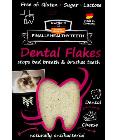 QCHEFS Dental Flakes Cats | Cats Dental Care Snack | Chews against Bad Breath & Gingivitis | Scaler | Dogs treat | Cheese - naturally antibacterial