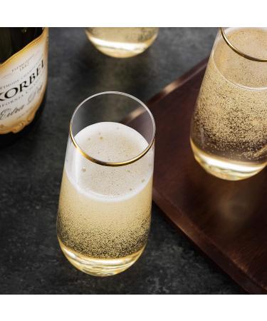 48 Pack Gold Rim Stemless Plastic Champagne Flutes - 9oz Disposable Toasting Glasses | Shatterproof, Recyclable, BPA-Free - Buy Online on SooperMarket.com