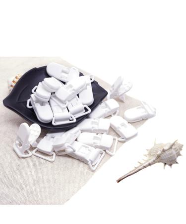 Sutoyuen 25Pcs Pacifier Clips Holders Suspender Mitten Binky Clip for DIY Teething Toys Baby Blankets Bib Holder Suit for 20mm Ribbon (White)