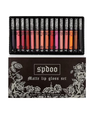 SPDOO Matte Liquid Lipstick Set: 15 Colors Long-Lasting High Pigmented Velvet Lip Gloss Kit - A02 - Buy Online on SooperMarket.com