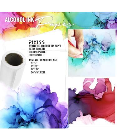 Alcohol Ink Paper 25 Sheets - Pixiss Heavy Weight Synthetic Paper for Alcohol Ink & Watercolor - A4 8x12 Inches - 300gsm - 1 Pack - Buy Online on SooperMarket.com
