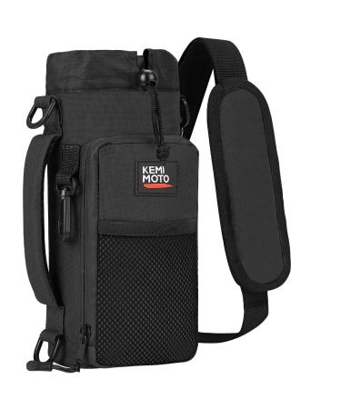 Kemimoto 750ml/950ml/1.2l water bottle holder pocket bag for water bottles tm bag with adjustable shoulder strap drinking fawn holder for hiking camping fishing 1.2L black