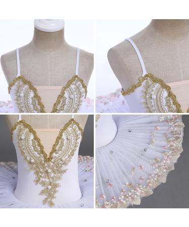 Girls Ballet Leotard with Platter Tutu & Swan Lake Feather Hem, White, 7-8 Years - Buy Online on SooperMarket.com