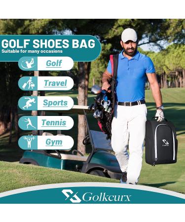 Golkcurx Golf Shoe Bag for Travel - Zippered Sport Shoe Carrier with Accessory Pockets (Black) - Buy Online on SooperMarket.com