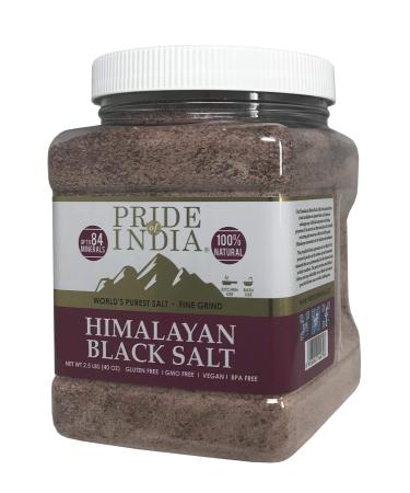Pride Of India - Himalayan Black Rock Salt - Fine Grind, 2.2 Pound (1 Kg) - Kala Namak - Contains 84+ Minerals - Perfect for Cooking, Tofu Scrambles, Table, Kitchen, Restaurant, & Bathing Use