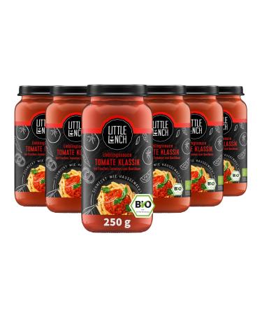 Little Lunch Bio Tomato sauce Classic |Sauce for pasta |100 percent organic quality |Vegan |Without added sugar |Lactose -free |No artificial additives |Without flavor enhancers |6 x 250g