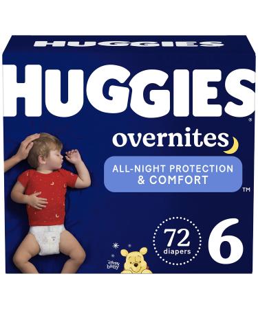 Overnight Diapers Size 6 (35+ lbs), 72 Ct, Huggies Overnites Nighttime Baby Diapers Size 6 (72 Count)
