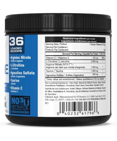 PEScience High Volume Pre Workout Powder with L Arginine Nitrate Black Cherry 36 Scoops Caffeine Free - Buy Online on SooperMarket.com