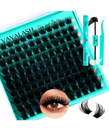 VAVALASH DIY Lash Extension Kit Diva Volume Lash Clusters 10-18mm Magic 088 Cluster Lashes DIY Individual Eyelash Extension Kit with Lash Bond and Seal Glue Lash Applicator(Diva 10-18MIX) Kit-Diva 10-18 mm