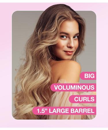Farery 1.5 Inch Tourmaline Ceramic Curling Iron for Big Curls | Keratin & Argan Oil Infused | 6 Adjustable Temp Settings | Auto Shut-Off | Dual Voltage - Buy Online on SooperMarket.com