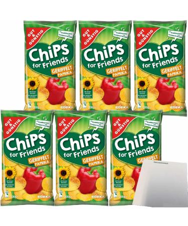 Gut&G ntig Paprika Chips for Friends ribbed potato chips 6-pack (6x200g pack) + usy block