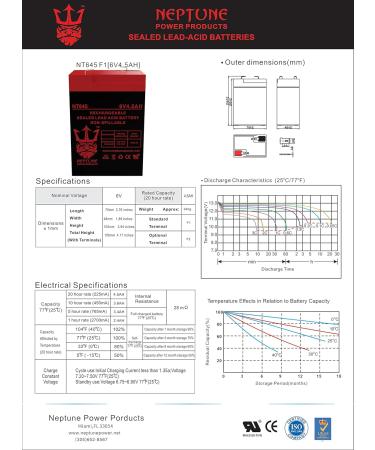 Neptune Replacement Emergency Lighting Battery for JohnLite 350 - 6V 4.5Ah SLA | International Shipping Available - Buy Online on SooperMarket.com