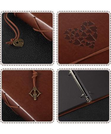 ThxMadam Leather Scrapbook Photo Album Vintage Wedding Guest Book DIY Memory Book | 60 Black Pages | Perfect Gift for Christmas, Valentines, Anniversary | Small (8.66 x 7.08) - Buy Online on SooperMarket.com