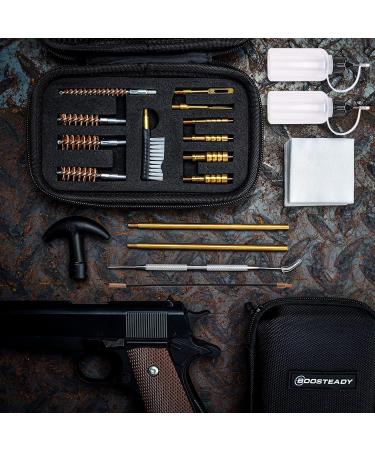 Boosteady Universal Handgun Cleaning Set for .22 .357 .38 9mm & .45 Caliber - Includes Bronze Bore Brush & Brass JAG Adapter - Perfect for Hunting & Maintenance - Buy Online on SooperMarket.com