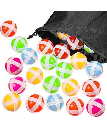 Skylety 30 Pieces Sticky Balls for Fabric Dart Board, Dart Hook and Loop Balls with Storage Bag, Safe Sport Balls Toy Darts Game Accessories for Adults and Teens Indoor Outdoor Party Games, 6 Colors