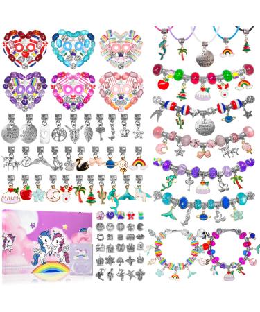 150 PCS Large Charm Bracelet Making Kit Beads for Jewelry Making Unicorn Mermaid DIY Arts Supplies and Crafts for Girls Ages 8-12 Kids Birthday and Christmas Gifts for Teenage Girls