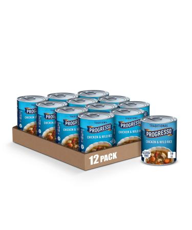 Progresso Traditional, Chicken and Wild Rice Soup, Gluten Free, 19 oz. (Pack of 12) Chicken & Wild Rice