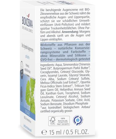 Biocosma Sensitive Visa Soothing Eye Cream | Gentle Eye Care for Dry & Sensitive Skin | Perfume-Free | 15ml - Buy Online on SooperMarket.com
