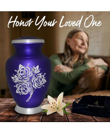 Purple Cremation Urn with Velvet Bag - Large Memorial Ashes Urn for Male & Female - Honour Your Loved One with this Rose Urn for Ashes - Buy Online on SooperMarket.com
