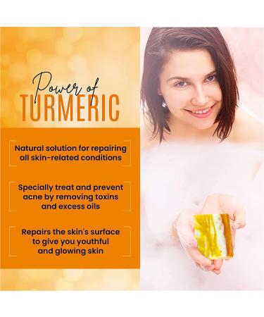 Organic Turmeric Soap Bar 3.5 OZ - Handcrafted Skincare for Face & Body | Blemish Control, Acne Reduction, Radiant Skin | Fades Scars, Sun Damage, Age Spots - Natural Ingredients - Buy Online on SooperMarket.com