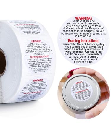 1000 Pieces Candle Warning Labels, 1.5 Inch Candle Jar Container Stickers, Candle Safety Labels Candle Warning Sticker Decals for Candle Making DIY Candle Jars (White)