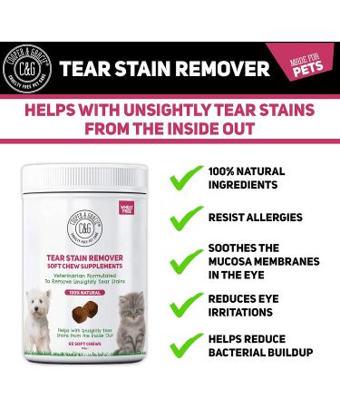 Tear Stain Remover Supplement 65 Soft Chews | Removes Tear Stains | Stimulates Immune System | Antioxidants | Resist Allergens | Veterinarian Formulated - Buy Online on SooperMarket.com