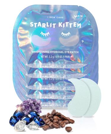 I Dew Care Hydrogel Eye Patch - Starlit Kitten | Reduce Dark Circles  Fine Line  Pufffy Eyes  Eye Bags with Caffein  Jewel Powder  Hyluronic Acid  Niacinamide  Hydrating and Brightening Under Eye Patches  Korean Skin Car...