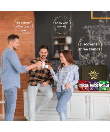 Coffee Gift Set - Variety Selection of Lyons Coffee Bags Bundled with Border Biscuits and Indulgent Caramel Stroopwafels - 18 Items in Gold Embossed Gift Box - Buy Online on SooperMarket.com